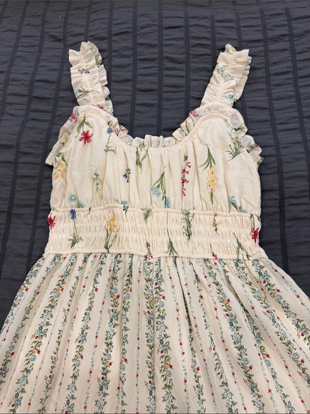 Blu Pepper Cream Floral Ruffle Tiered Maxi Dress - Picture 7 of 7